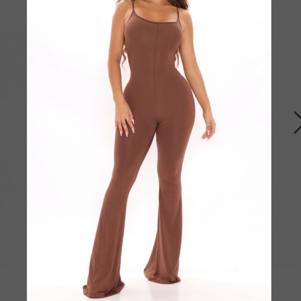Fashion Nova Brown Wide Leg Jumpsuit